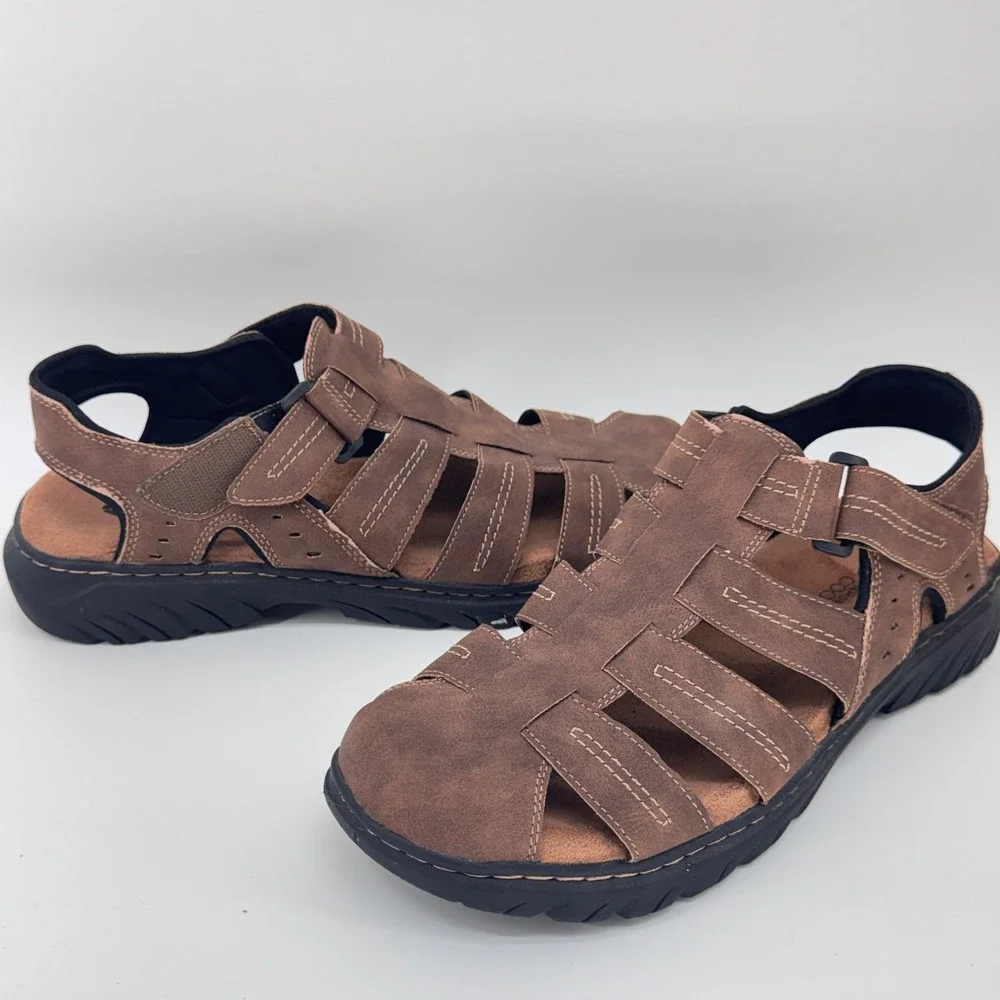 Dr Scholls Fisherman Sandals‎ Mens 11 Brown Memory Foam Comfort Like New